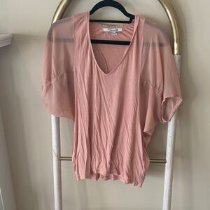 Forever 21 Sheer Blush V-Neck Blouse
